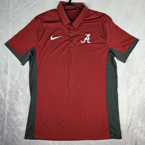 Nike Alabama Team Polo Shirt Large Men Dri Fit Short Sleeve Crimson Tide College - Picture 1 of 11